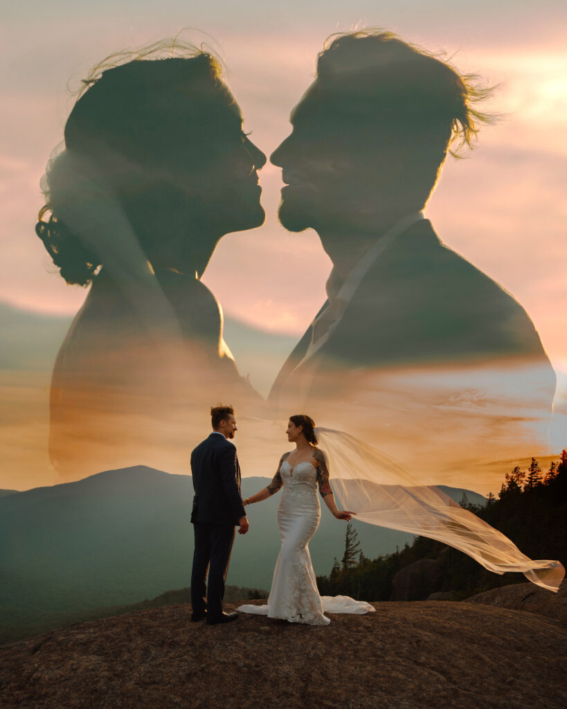 Creative double exposure edit of elopement photos